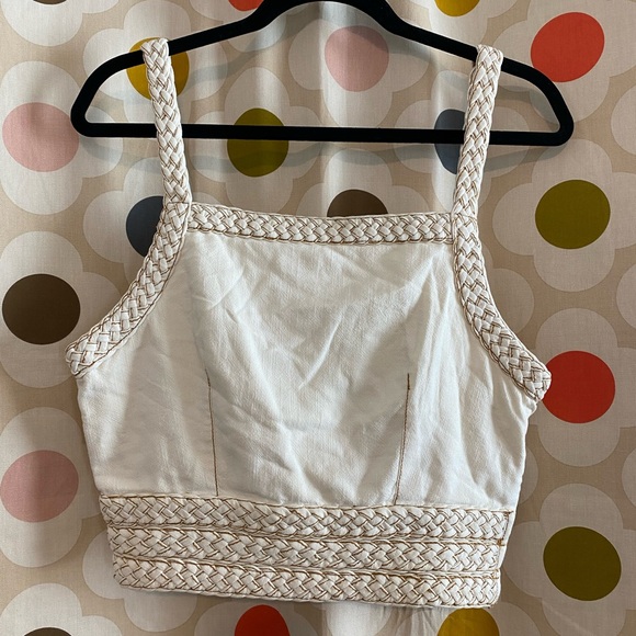 NWT Anthropologie Pilcro Patchwork Cami Tie Back Braided Straps - Picture 3 of 8